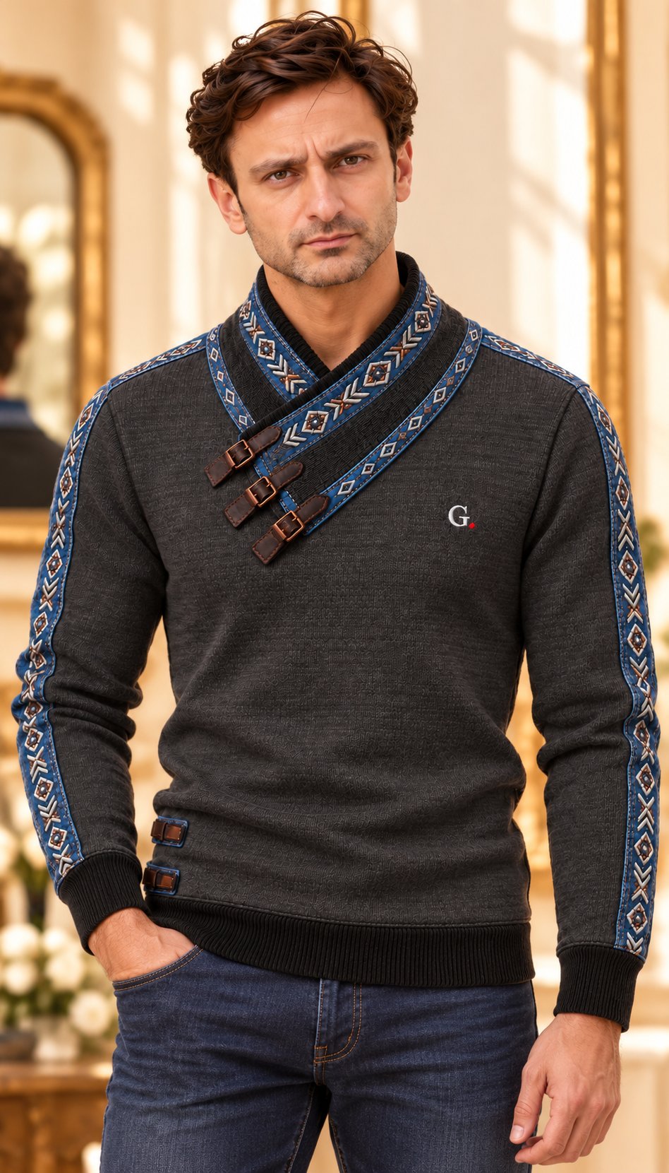 GenuinoDot asymmetric wrap pullover – model shot