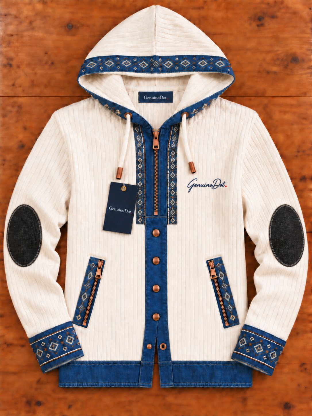 GenuinoDot hooded snap jacket – flat shot