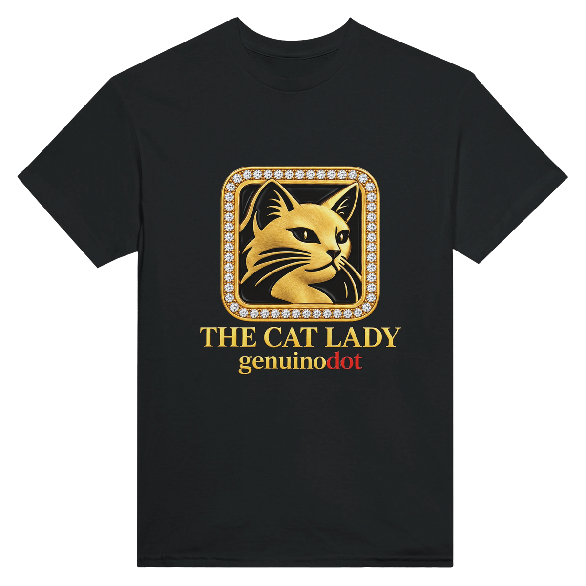 The Cat Lady Gold Emblem T-Shirt — back view