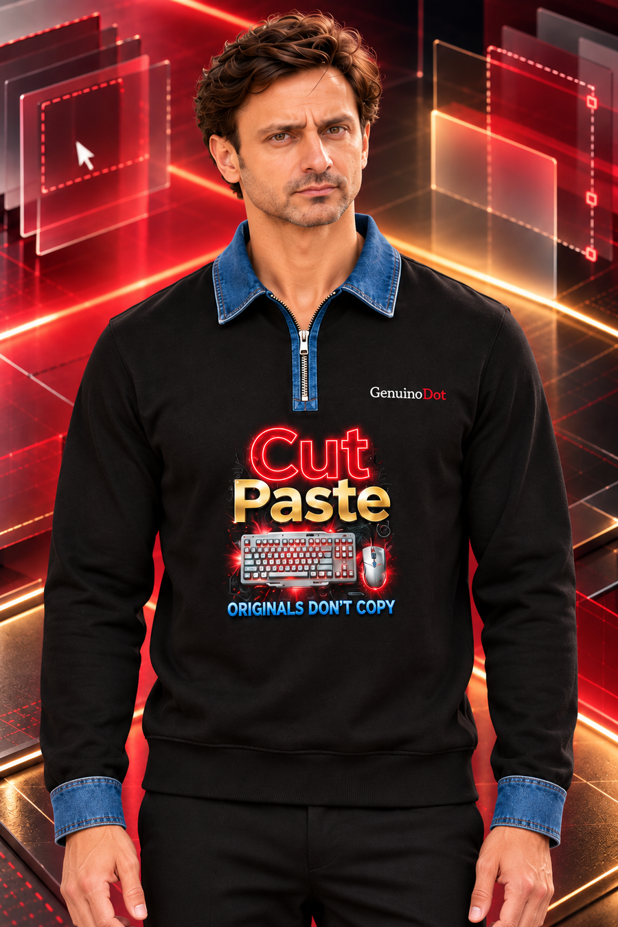 Cut/Paste Tech Street Pullover — Black Quarter-Zip