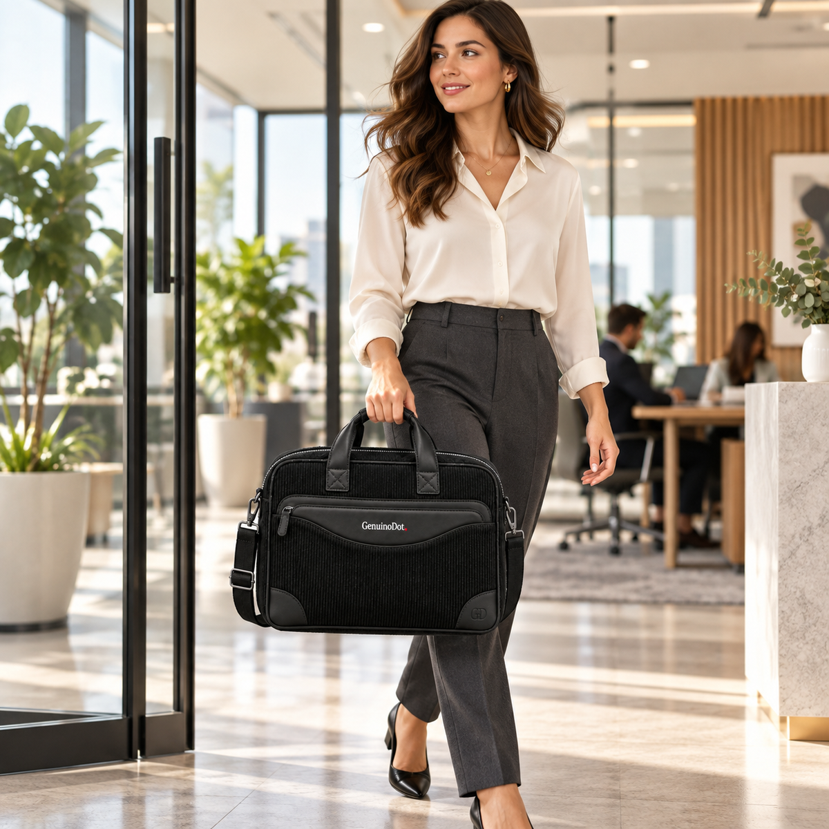 GenuinoDot Laptop Office Bag — side view