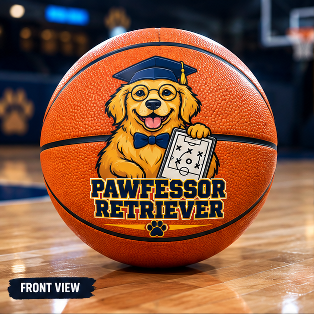 Pawfessor Retriever Signature Basketball — front view