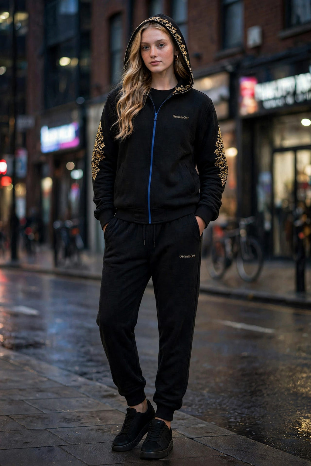 GenuinoDot Black Khaddar Tracksuit Set