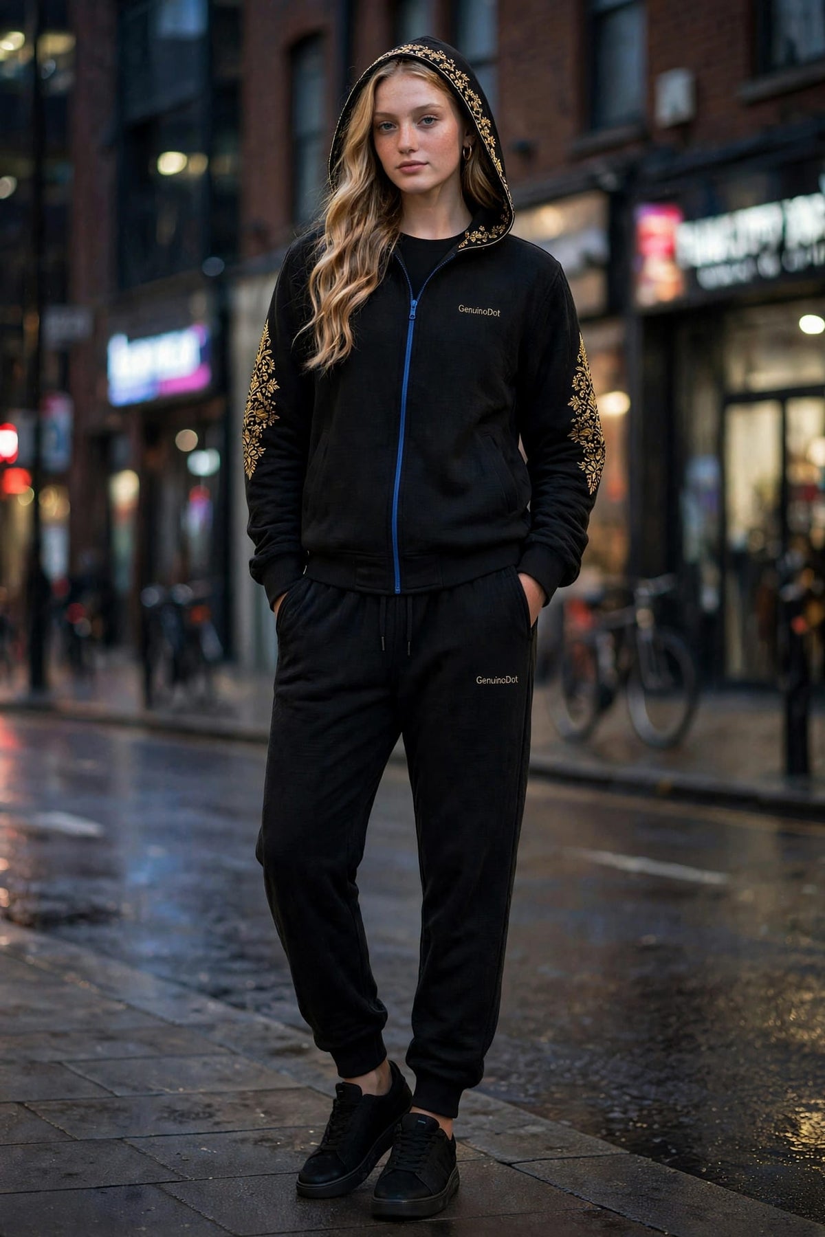 GenuinoDot Black Khaddar Tracksuit Set