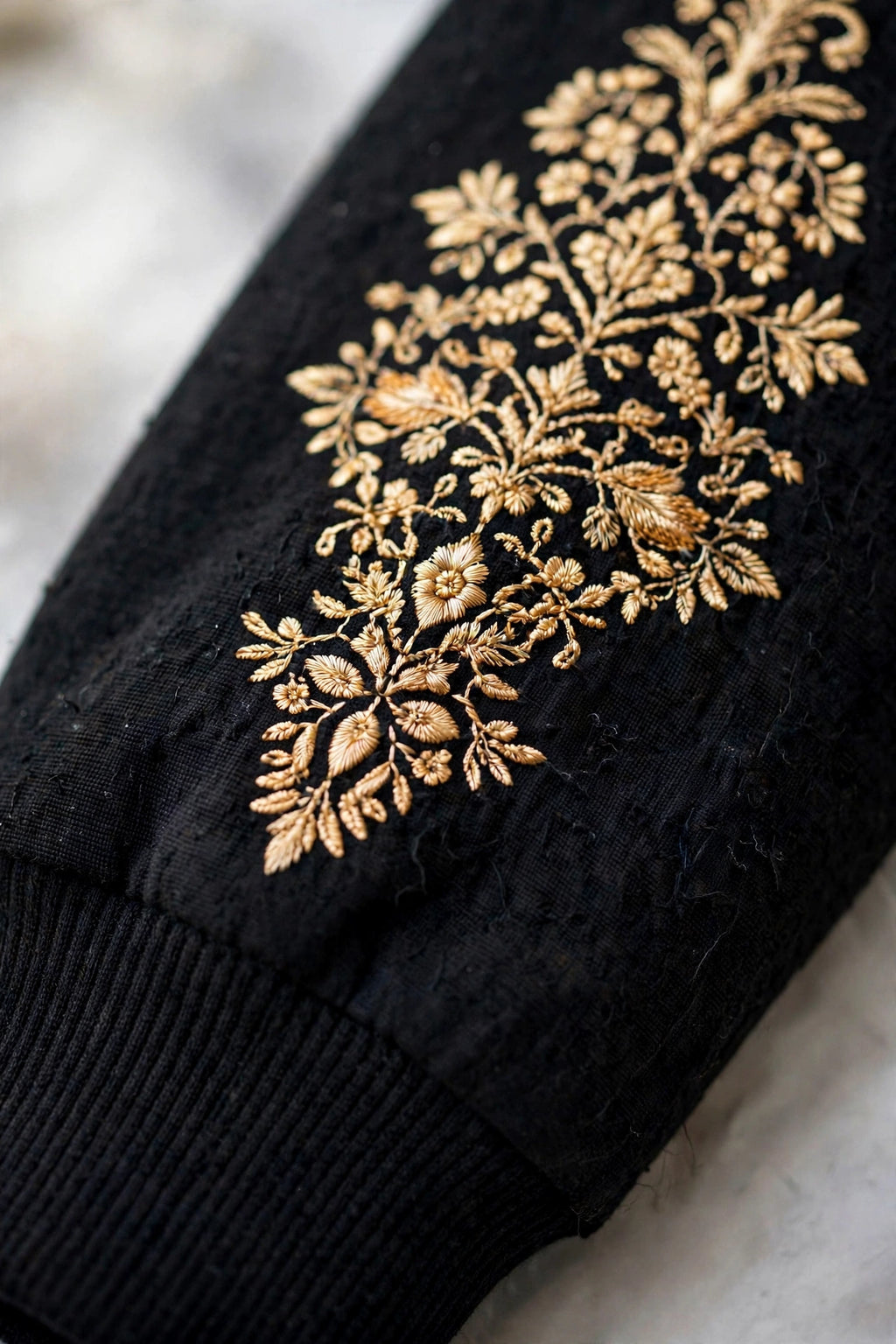 GenuinoDot Black Khaddar Tracksuit Set — front view