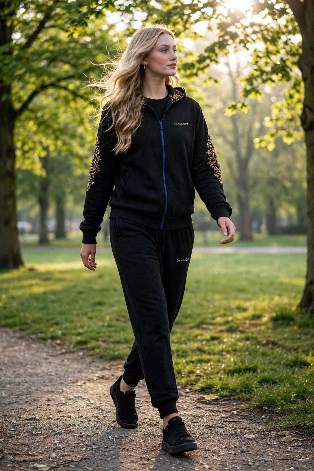 GenuinoDot Black Khaddar Tracksuit Set — detail shot