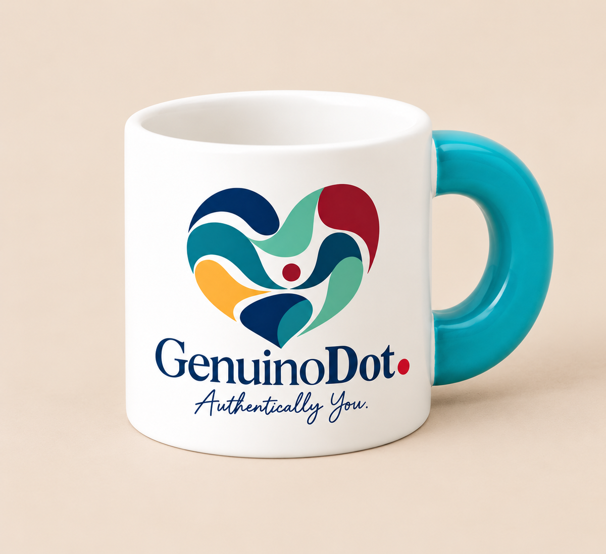 GenuinoDot Colorful Heart Fat Mug — back view