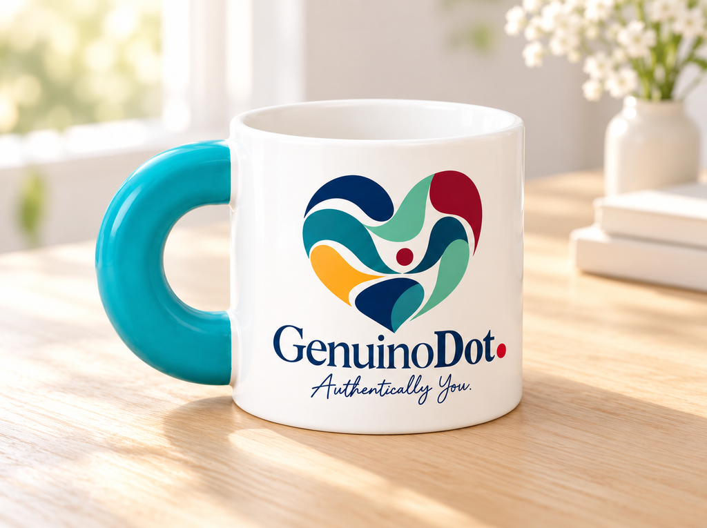 GenuinoDot Colorful Heart Fat Mug — detail shot