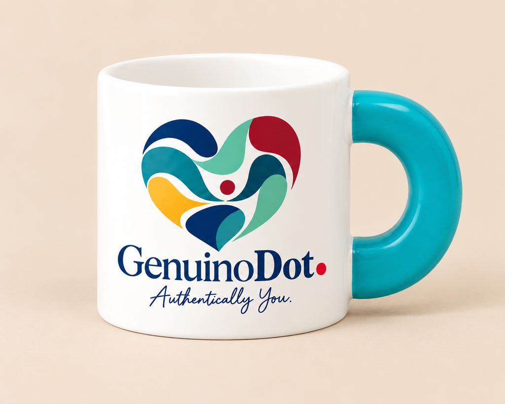 GenuinoDot Colorful Heart Fat Mug — side view
