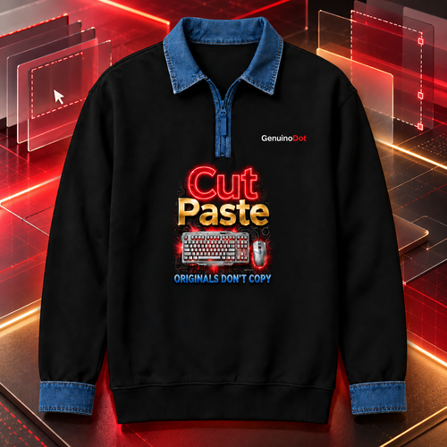 Cut/Paste Tech Street Pullover — Black Quarter-Zip — front view