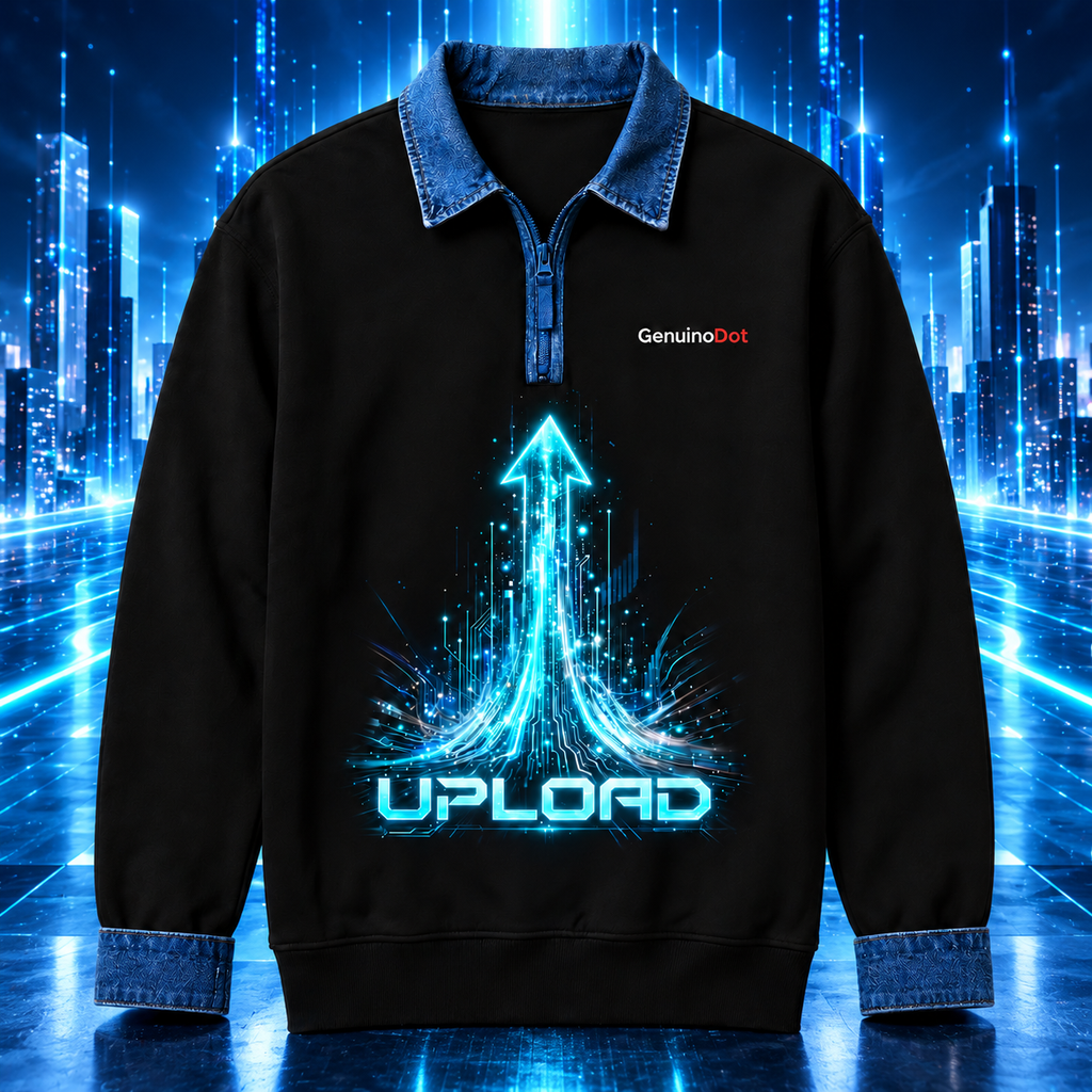 Upload Tech Pullover — Black Denim Collar — front view