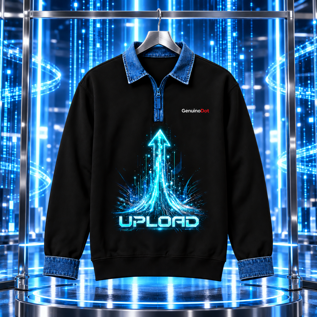 Upload Tech Pullover — Black Denim Collar — lifestyle shot