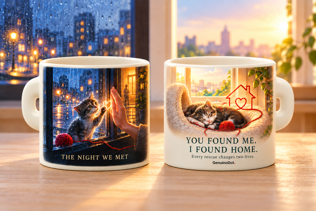 Rescue Cat Story Mug — You Found Me, I Found Home