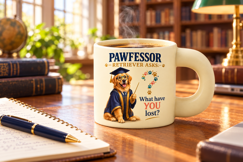 Pawfessor Retriever Motivational Mug — front view