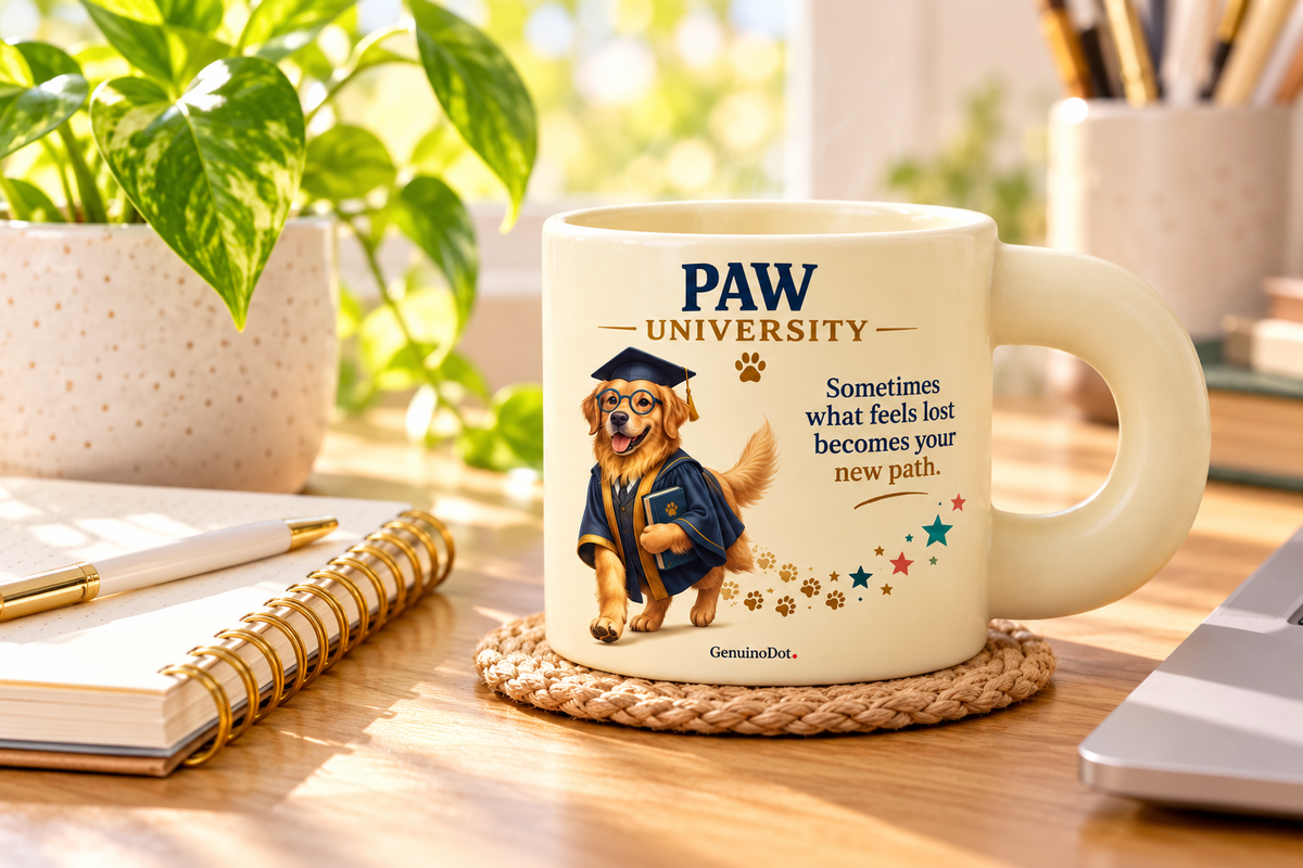 Pawfessor Retriever Motivational Mug — back view