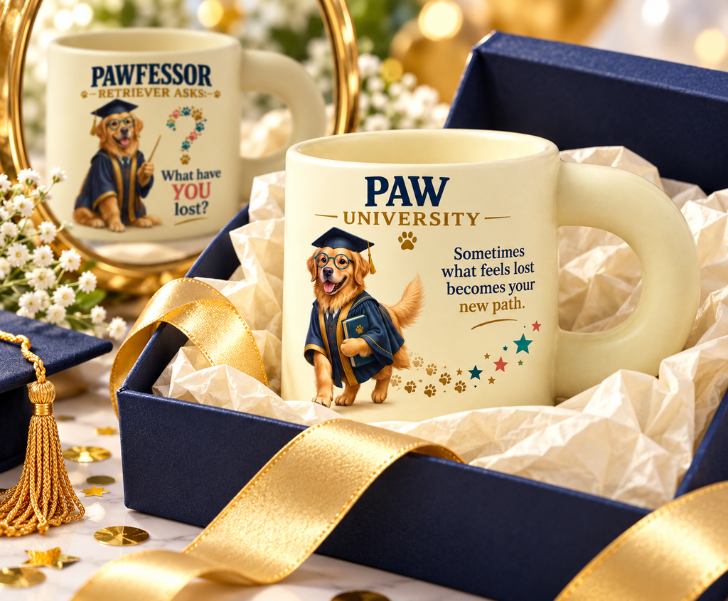 Pawfessor Retriever Motivational Mug — side view