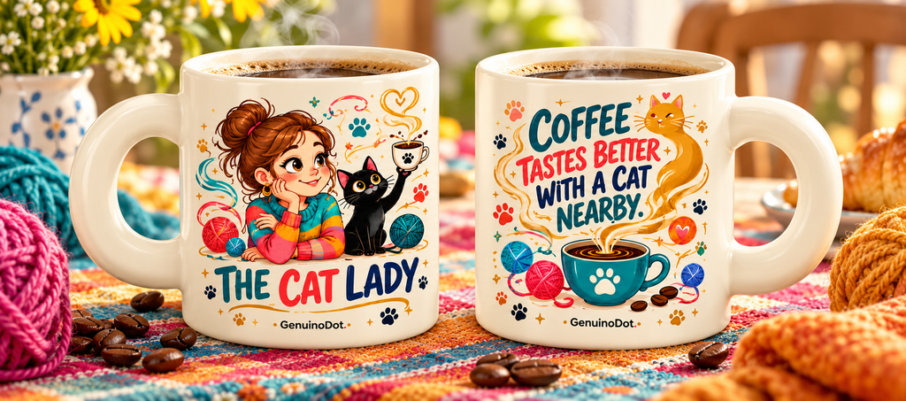 Cat Lady Two-Sided Coffee Mug — side view