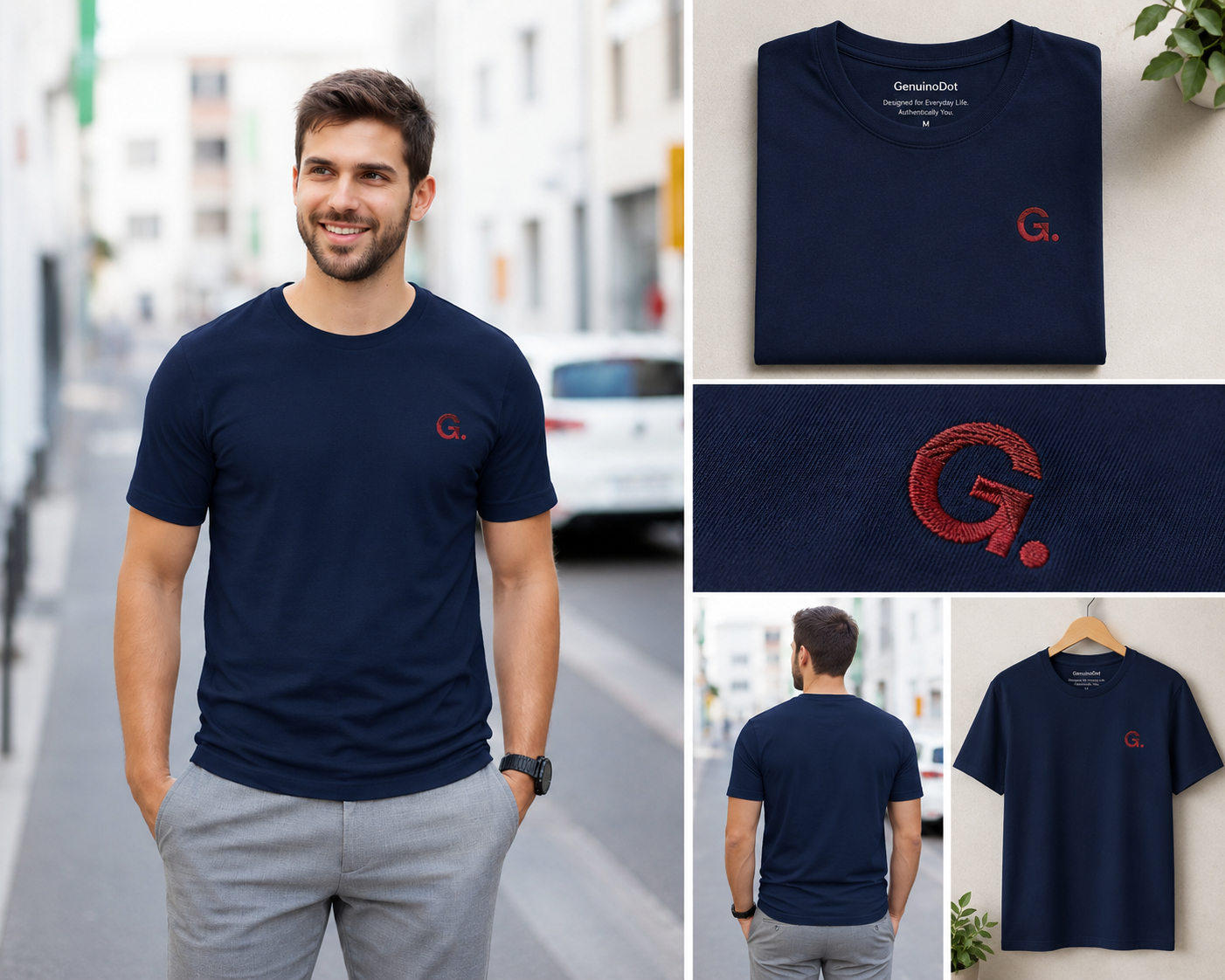 GenuinoDot Essentials™ Embroidered T-Shirt | Navy | Designed for Everyday Life
