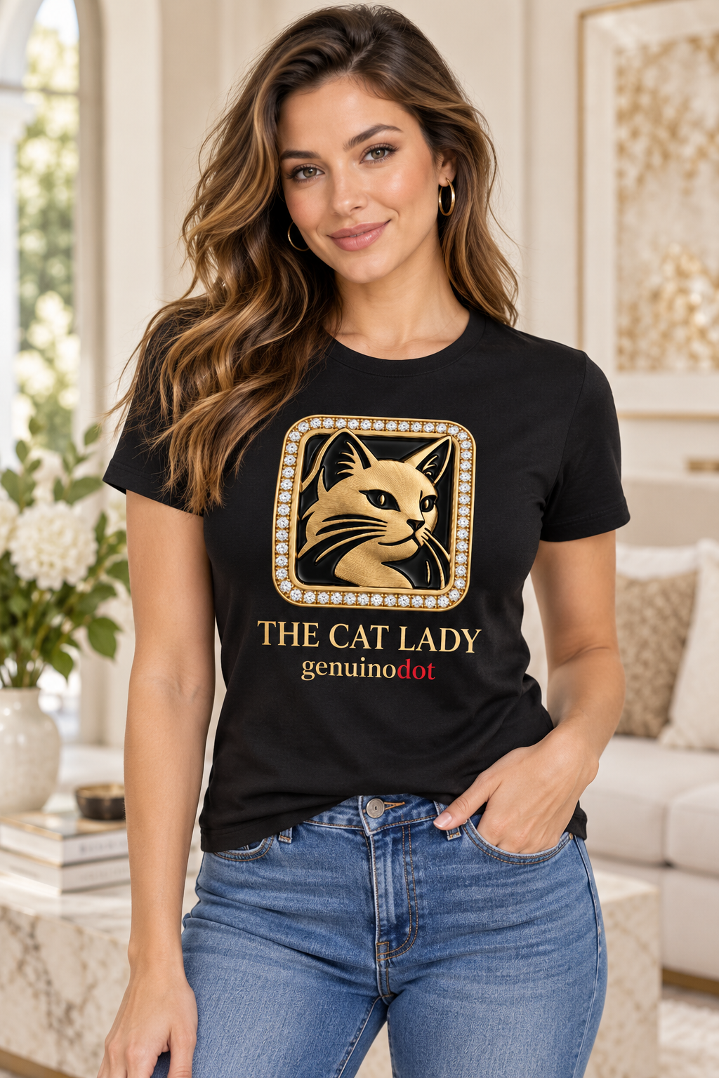 The Cat Lady Gold Emblem T-Shirt
