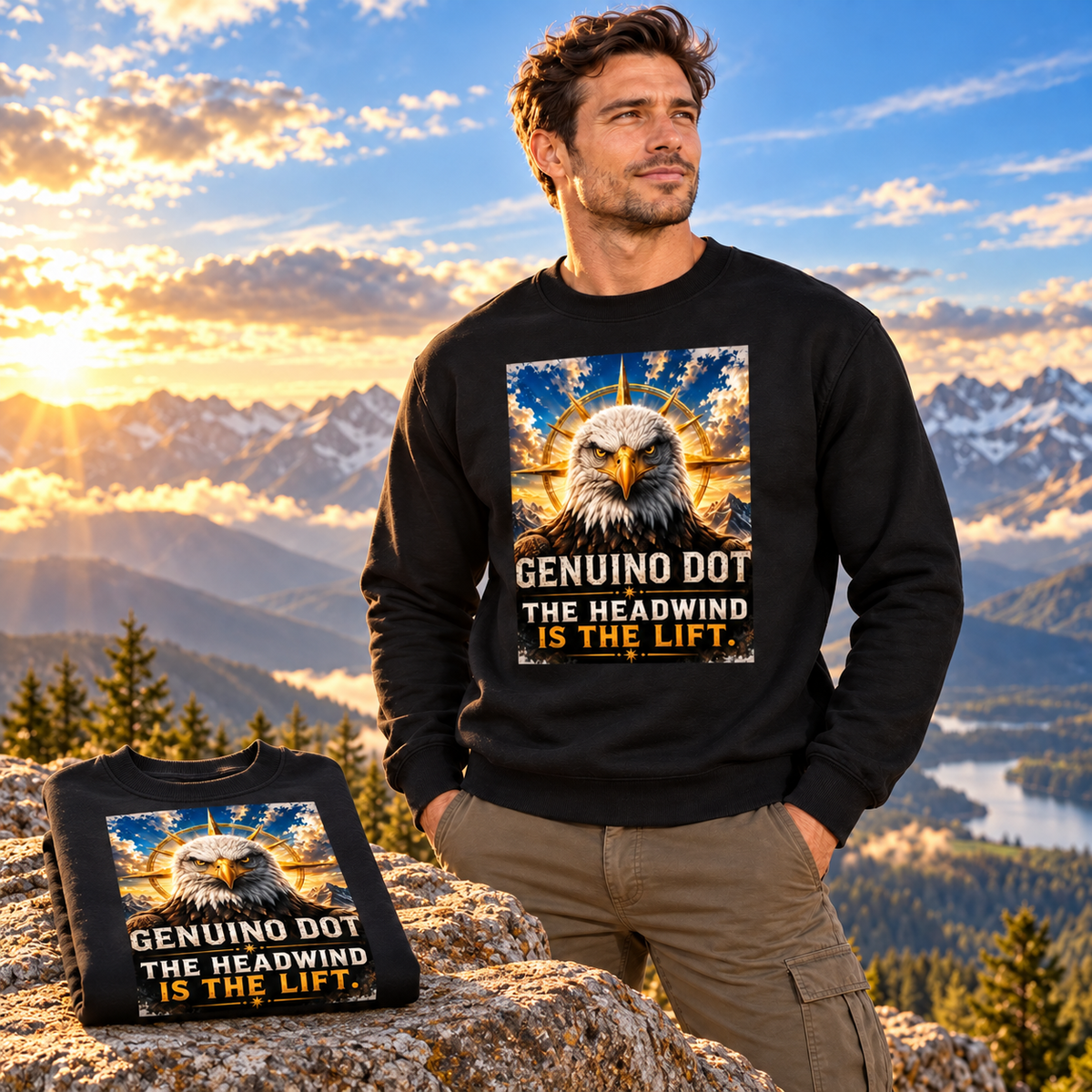 GenuinoDot Authentically You Eagle Sweatshirt — front view