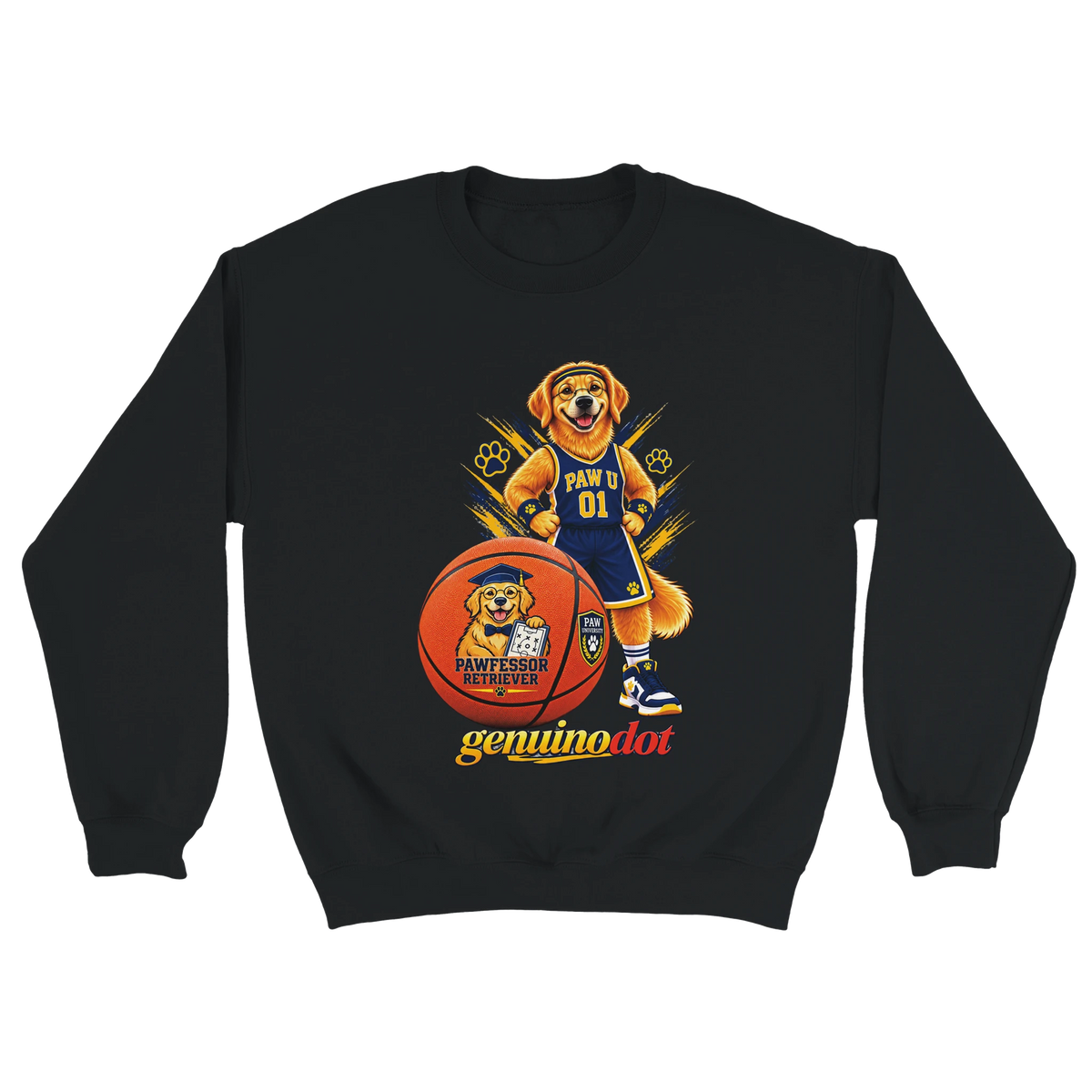 Pawfessor Retriever Basketball Sweatshirt — lifestyle shot