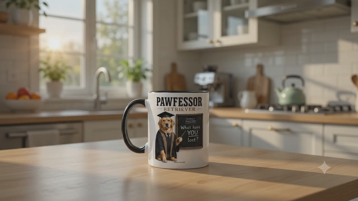 Pawfessor Retriever Mug — "What Have YOU Lost?" — product video
